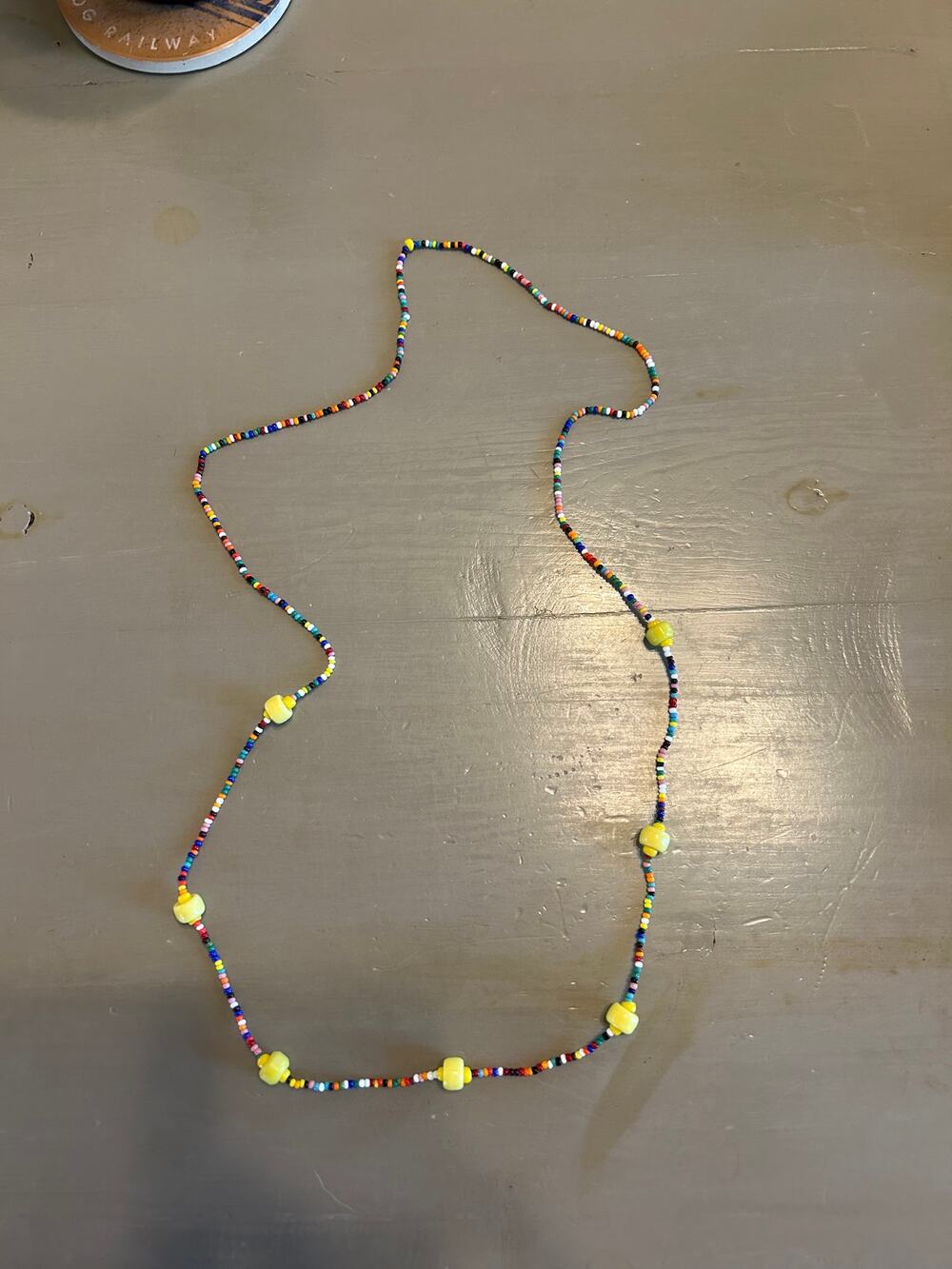 Handmade plastic seed bead confetti necklace
